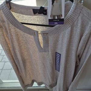 Gray V-Neck Top XXL